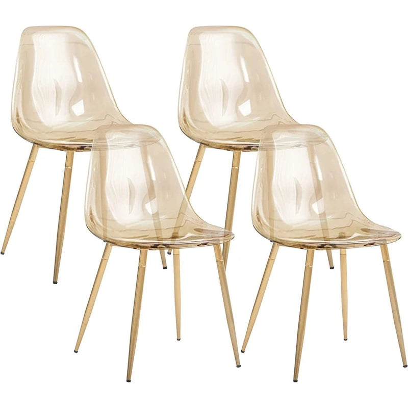 Modern Kitchen Dining Side Chair with Metal Legs, Set of 4, Amber