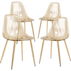 Modern Kitchen Dining Side Chair with Metal Legs, Set of 4, Amber