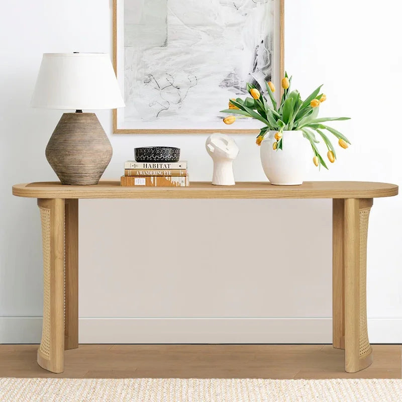 60 Solid Rattan Console Table