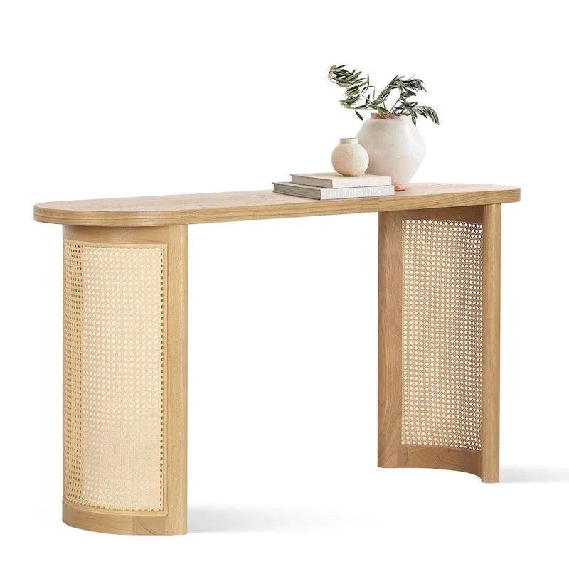 60 Solid Rattan Console Table