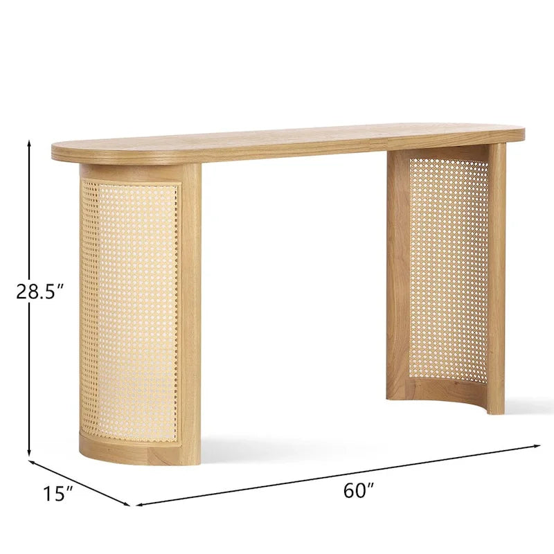 60 Solid Rattan Console Table