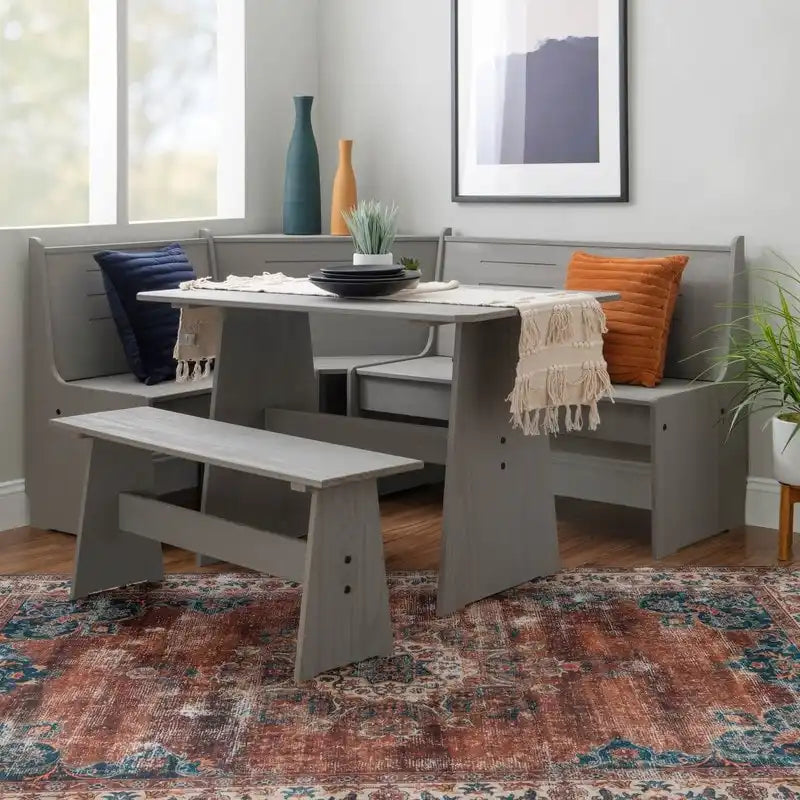Wendell Solid Wood Corner Breakfast Nook Dining Set