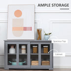 HOMCOM Modern Kitchen Sideboard, Stackable Storage Cabinet, Sliding Glass Door Console, Cupboard Serving Buffet for Kitchen