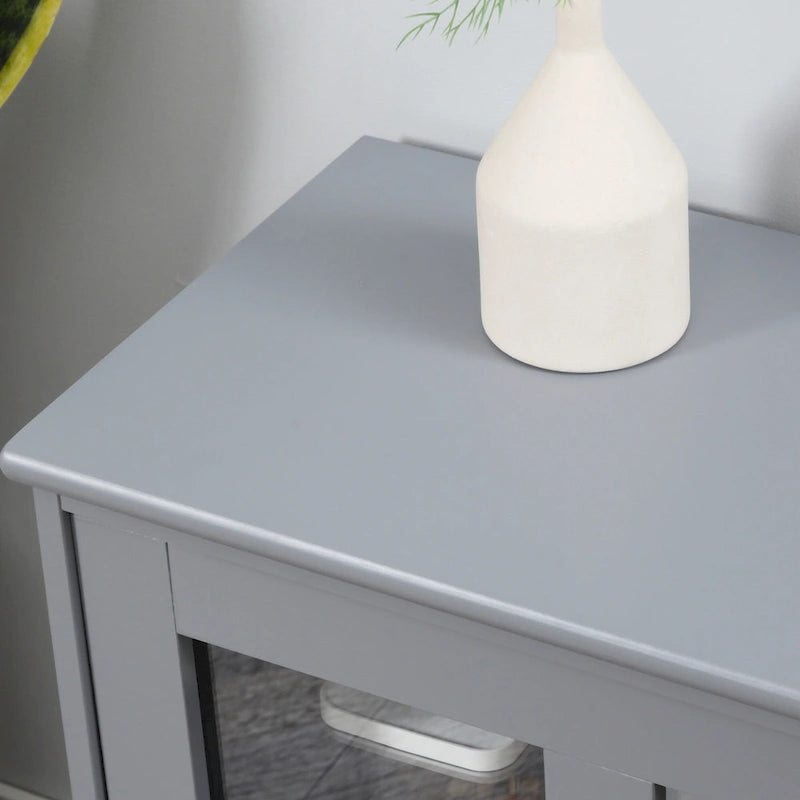 HOMCOM Modern Kitchen Sideboard, Stackable Storage Cabinet, Sliding Glass Door Console, Cupboard Serving Buffet for Kitchen