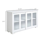HOMCOM Modern Kitchen Sideboard, Stackable Storage Cabinet, Sliding Glass Door Console, Cupboard Serving Buffet for Kitchen