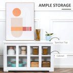 HOMCOM Modern Kitchen Sideboard, Stackable Storage Cabinet, Sliding Glass Door Console, Cupboard Serving Buffet for Kitchen