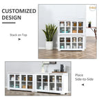 HOMCOM Modern Kitchen Sideboard, Stackable Storage Cabinet, Sliding Glass Door Console, Cupboard Serving Buffet for Kitchen