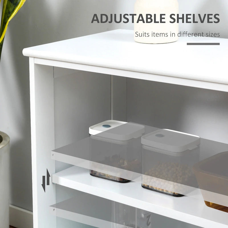 HOMCOM Modern Kitchen Sideboard, Stackable Storage Cabinet, Sliding Glass Door Console, Cupboard Serving Buffet for Kitchen