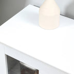 HOMCOM Modern Kitchen Sideboard, Stackable Storage Cabinet, Sliding Glass Door Console, Cupboard Serving Buffet for Kitchen