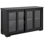 HOMCOM Modern Kitchen Sideboard, Stackable Storage Cabinet, Sliding Glass Door Console, Cupboard Serving Buffet for Kitchen