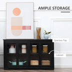 HOMCOM Modern Kitchen Sideboard, Stackable Storage Cabinet, Sliding Glass Door Console, Cupboard Serving Buffet for Kitchen