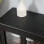 HOMCOM Modern Kitchen Sideboard, Stackable Storage Cabinet, Sliding Glass Door Console, Cupboard Serving Buffet for Kitchen