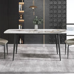 71 Modern Artificial Marble Dining Table with Carbon Steel Base