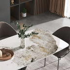 71 Modern Artificial Marble Dining Table with Carbon Steel Base