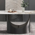 71 Modern Artificial Marble Dining Table with Carbon Steel Base