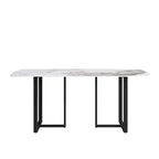 71 Modern Artificial Marble Dining Table with Carbon Steel Base