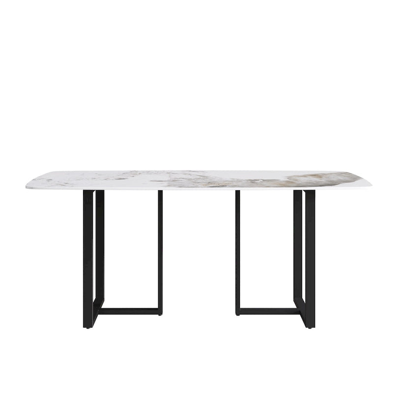 71 Modern Artificial Marble Dining Table with Carbon Steel Base