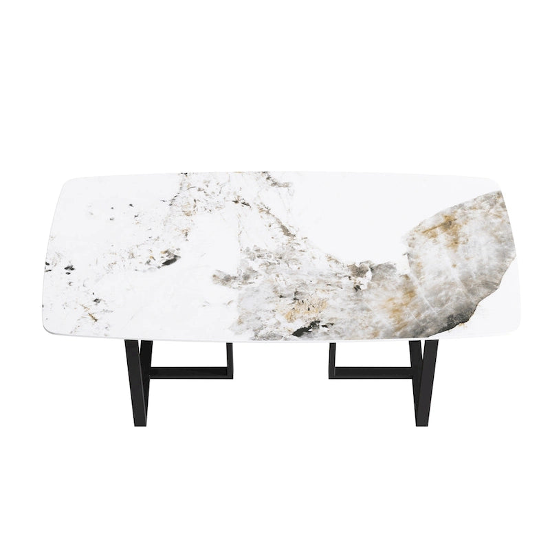 71 Modern Artificial Marble Dining Table with Carbon Steel Base
