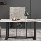 71 Modern Artificial Marble Dining Table with Carbon Steel Base