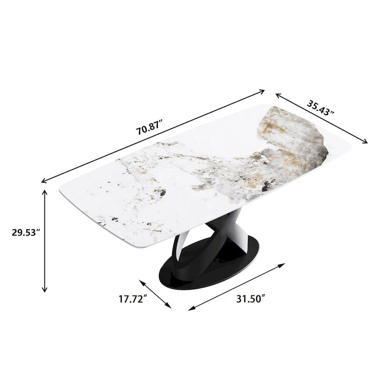 71 Modern Artificial Marble Dining Table with Carbon Steel Base