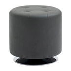 HOMCOM 360-deg Swivel Foot Stool Round PU Ottoman with Thick Sponge Padding and Solid Steel Base