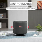 HOMCOM 360-deg Swivel Foot Stool Round PU Ottoman with Thick Sponge Padding and Solid Steel Base