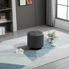HOMCOM 360-deg Swivel Foot Stool Round PU Ottoman with Thick Sponge Padding and Solid Steel Base