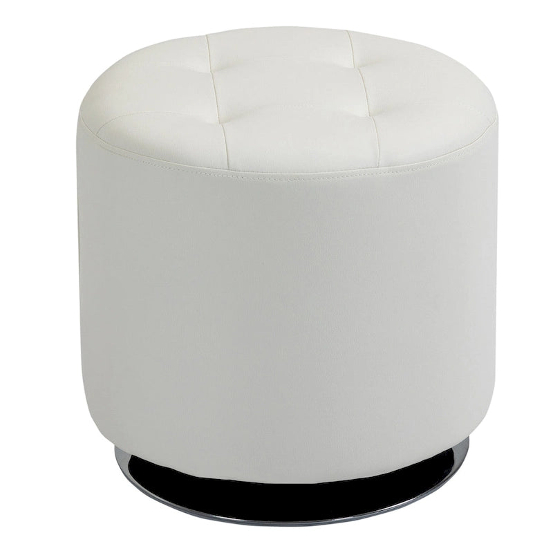 HOMCOM 360-deg Swivel Foot Stool Round PU Ottoman with Thick Sponge Padding and Solid Steel Base