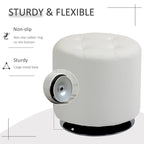 HOMCOM 360-deg Swivel Foot Stool Round PU Ottoman with Thick Sponge Padding and Solid Steel Base