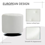 HOMCOM 360-deg Swivel Foot Stool Round PU Ottoman with Thick Sponge Padding and Solid Steel Base