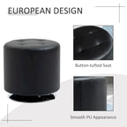 HOMCOM 360-deg Swivel Foot Stool Round PU Ottoman with Thick Sponge Padding and Solid Steel Base