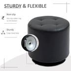 HOMCOM 360-deg Swivel Foot Stool Round PU Ottoman with Thick Sponge Padding and Solid Steel Base