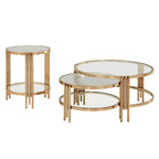 Bruges Champagne Gold Finish Textured Glass Table with Shelf by iNSPIRE Q Bold
