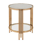 Bruges Champagne Gold Finish Textured Glass Table with Shelf by iNSPIRE Q Bold