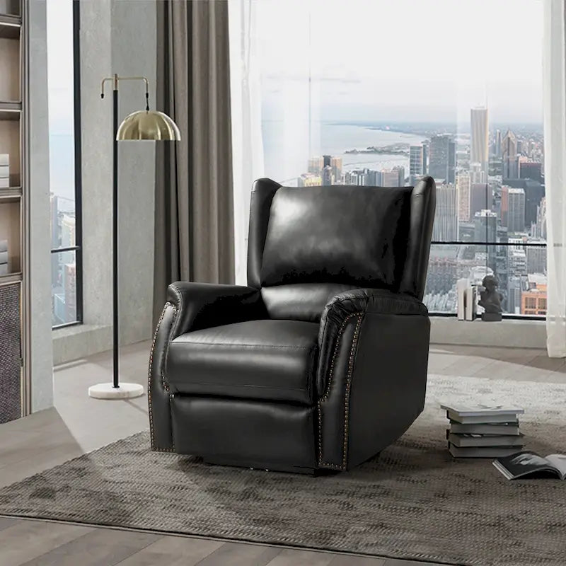 Eliseo Genuine Leather Power Recliner with USB Port and Wingback Design