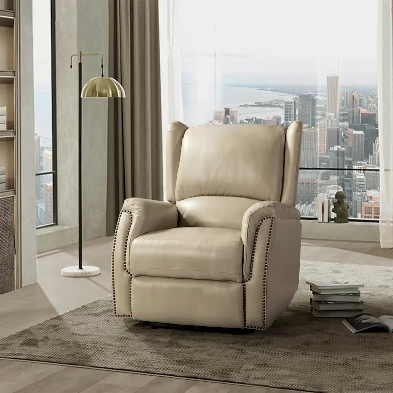 Eliseo Genuine Leather Power Recliner with USB Port and Wingback Design