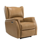 Eliseo Genuine Leather Power Recliner with USB Port and Wingback Design