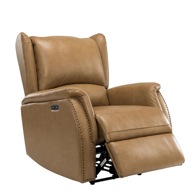 Eliseo Genuine Leather Power Recliner with USB Port and Wingback Design