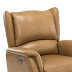 Eliseo Genuine Leather Power Recliner with USB Port and Wingback Design