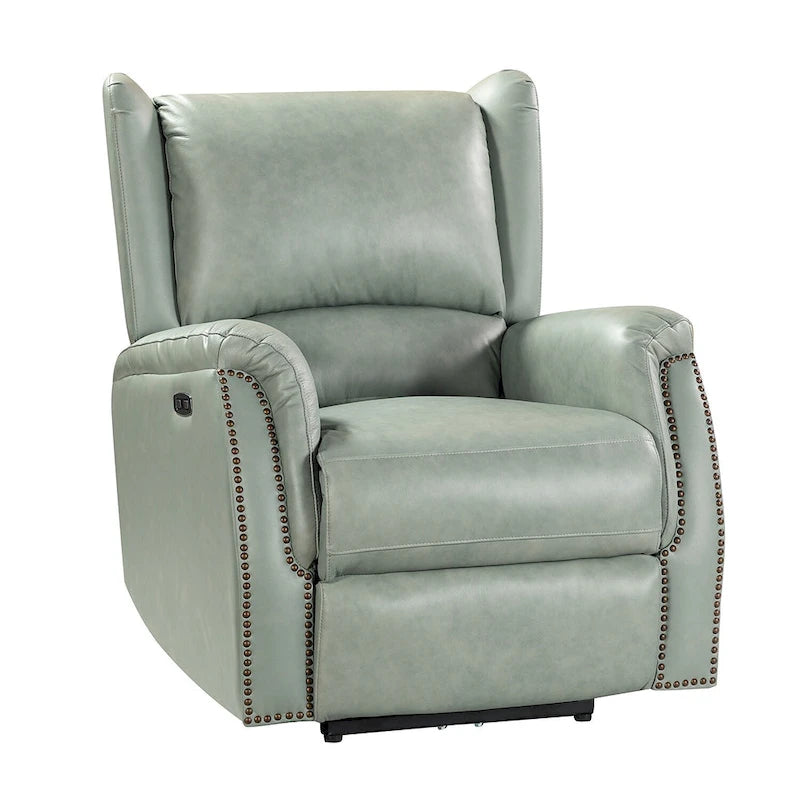 Eliseo Genuine Leather Power Recliner with USB Port and Wingback Design
