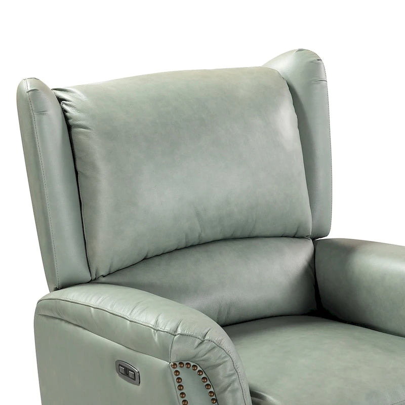 Eliseo Genuine Leather Power Recliner with USB Port and Wingback Design