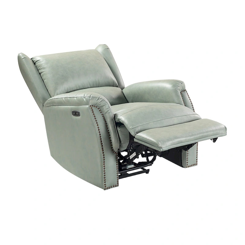 Eliseo Genuine Leather Power Recliner with USB Port and Wingback Design
