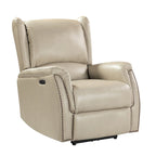 Eliseo Genuine Leather Power Recliner with USB Port and Wingback Design