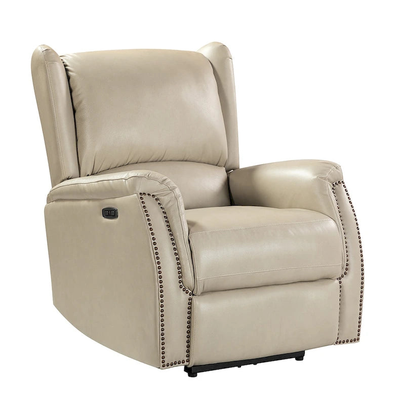 Eliseo Genuine Leather Power Recliner with USB Port and Wingback Design