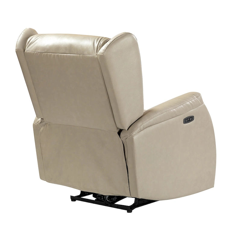 Eliseo Genuine Leather Power Recliner with USB Port and Wingback Design