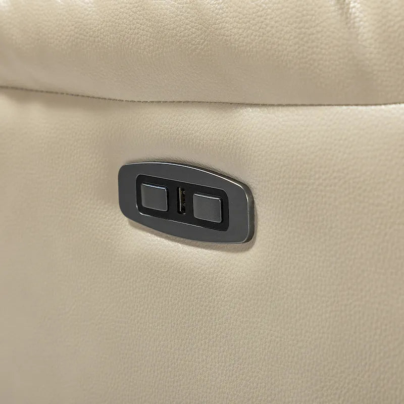 Eliseo Genuine Leather Power Recliner with USB Port and Wingback Design