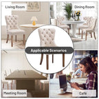 Set of 2 Velvet Dining Chairs,Tufted Solid Wood Armless Chairs Accent Chair with Nailhead Trim and Back Ring Pull