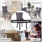 Set of 2 Velvet Dining Chairs,Tufted Solid Wood Armless Chairs Accent Chair with Nailhead Trim and Back Ring Pull