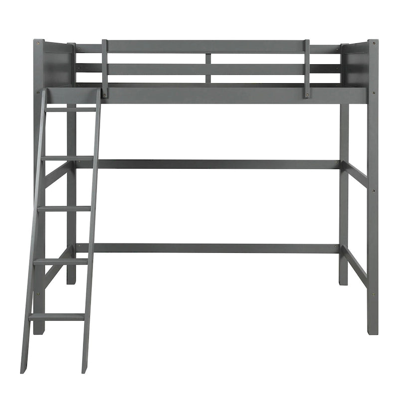 Solid Wood Twin Size Loft Bed with Ladder
