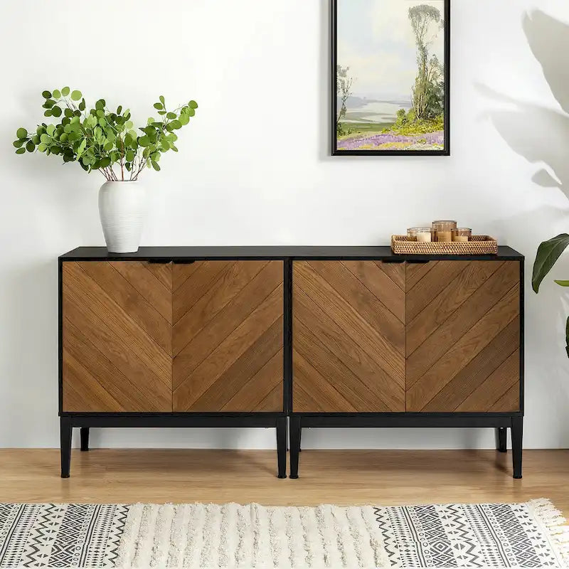 Jakob Modern 2 Doors Storage Cabinet Set with Adjustable Shelf Set of 2 By HOLALA HOME